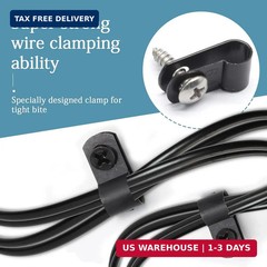 50 Pcs 1/4 Inch Black Nylon Cable Clip Wire Clamp | R-type, 6.4mm, Screw Mountin