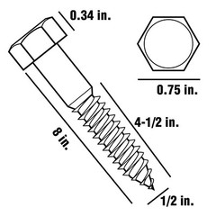 Electriduct 8″ x 1/2″ Lag Bolts with Lag Shield Anchors for Concrete Fastening