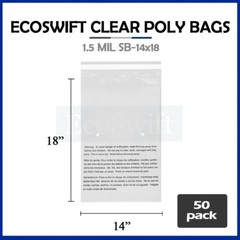 50 14×18 Self Seal Suffocation Warning Clear Poly Bags 1.5 mil Free Shipping