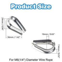 20 M6 1/4″ Thimbles – 304 Stainless Steel for Wire Rope Applications