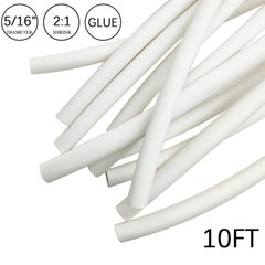 2:1 Heat Shrink Tubing Tube 5/16″ White Glue Waterproof Dual Wall Wires Wrap