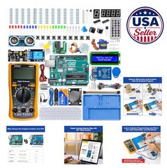 Arduino Starter Kit Uno R3 34 Projects Multimeter Breadboard Holder Video