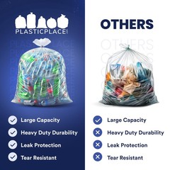 Plasticplace 55-60 Gallon Trash 1.2 Mil Garbage Can 38 X 58 100Count T55120Cl