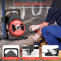 ⏯50FTx1/2 Inch Drain Cleaner Machine Sewer Snake Electric Drain for 2″ to 4″ Pip