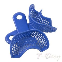 2Pcs/10Pcs Dental Autoclavable Plastic-Steel Impression Trays Blue Denture Model