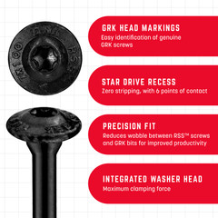 GRK Fasteners RSS™ 5/16 x 3-1/8 Inch, Black Multi-Purpose Structural Screws,