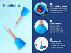 Mixing Tips 10:1 Ratio 2.76” Crown & Bridge Impression, 50pcs Blue/Orange