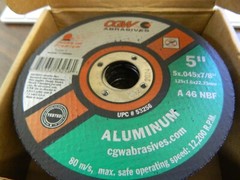 CGW ABRASIVES Cutoff Wheel 25pk : Type 1, 5 Dia, 0.045 Thick, 7/8 Hole 53256