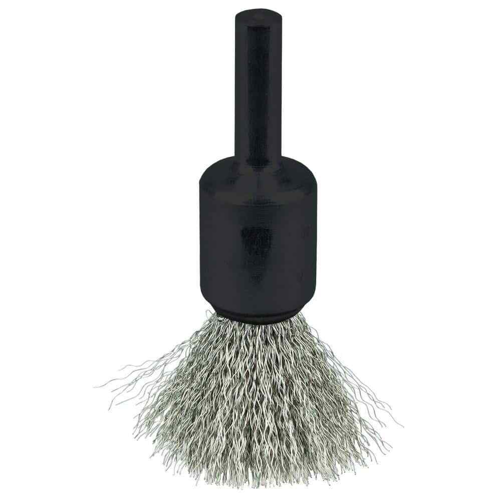 Weiler 10013 End Brush, 1/2″ Dia, Stainless Steel, Crimped Wire 6 mm Shank