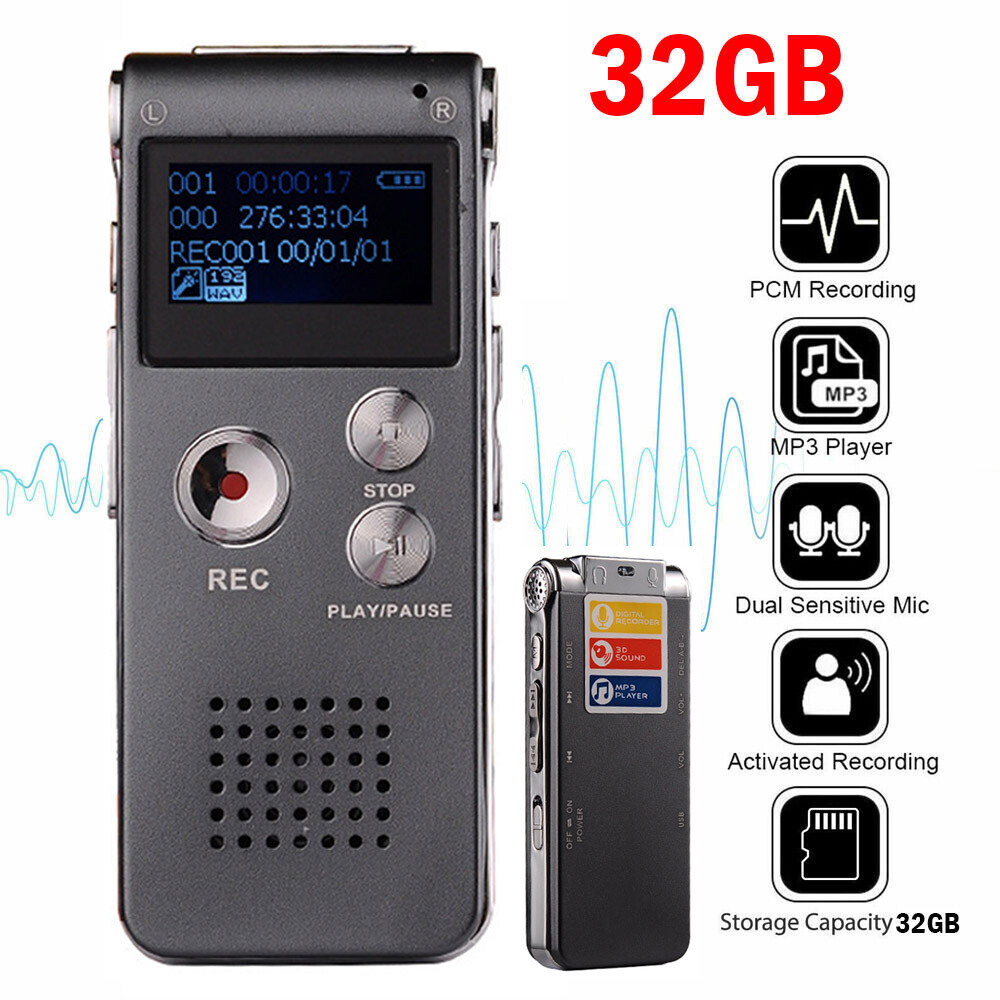 32G Paranormal Ghost Hunting Equipment Digital EVP Voice Activated Recorder Grey