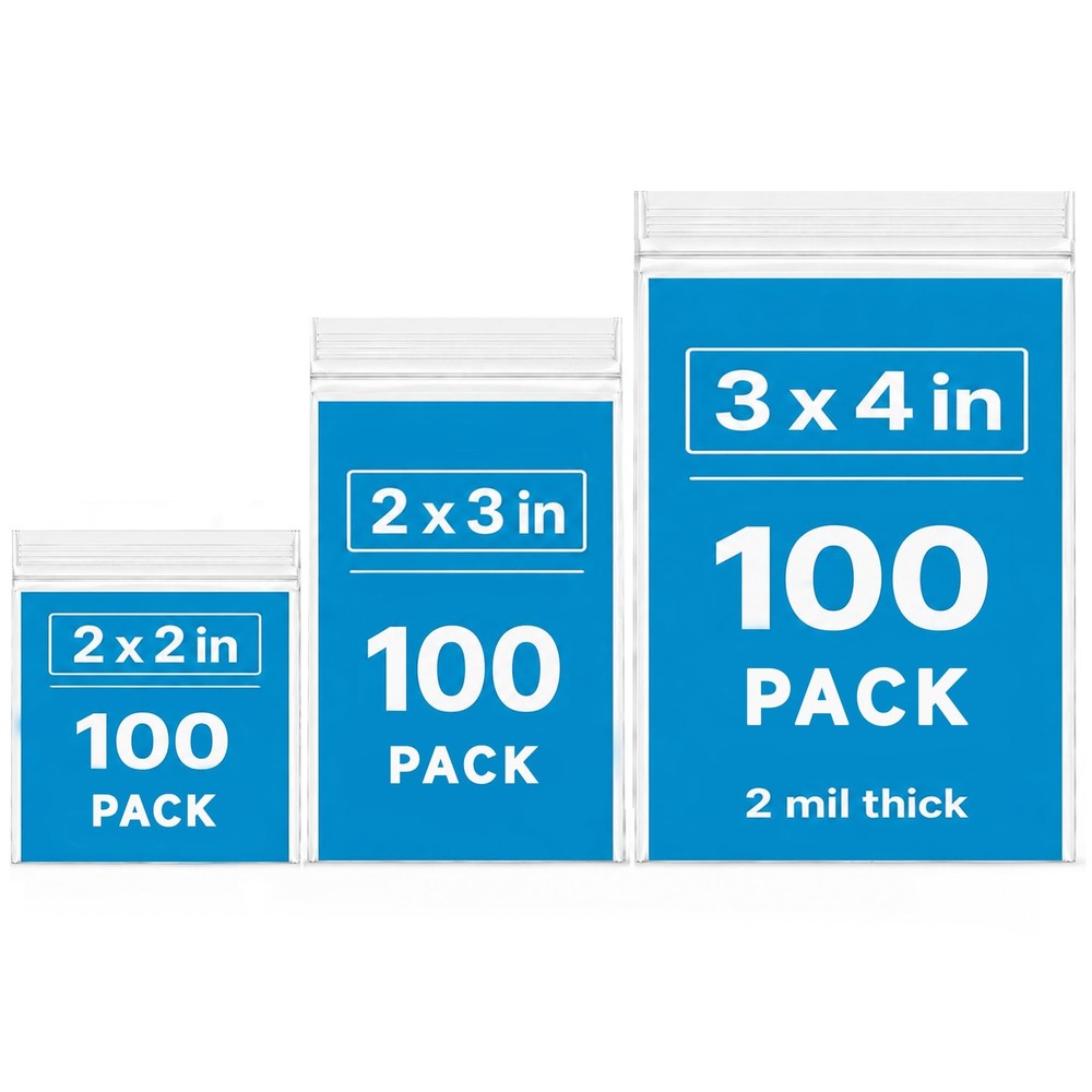 Small Plastic Bags, 300 PCS Jewelry Bags 3 300pcs(2×2 2×3 3x4in), clear