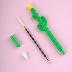 12pcs Cactus Shape Gel Ink Writing Pens 0.5 mm Black Ink Fun Kawaii Pens Bulk