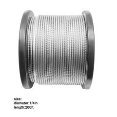 1/4″ 7*19 Stainless Steel Cable – 200FT T304 Wire Rope 22kn Breaking Force SALE!