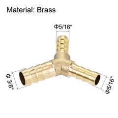 Reducing Barb Hose Fitting Y Shape Connector Brass 3/8″ x 5/16″ x 5/16″ 2Pcs