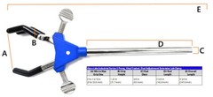 Eisco Labs 3 Finger Adjustable Clamp on Stainless Steel Rod – 2.3″ Max Opening