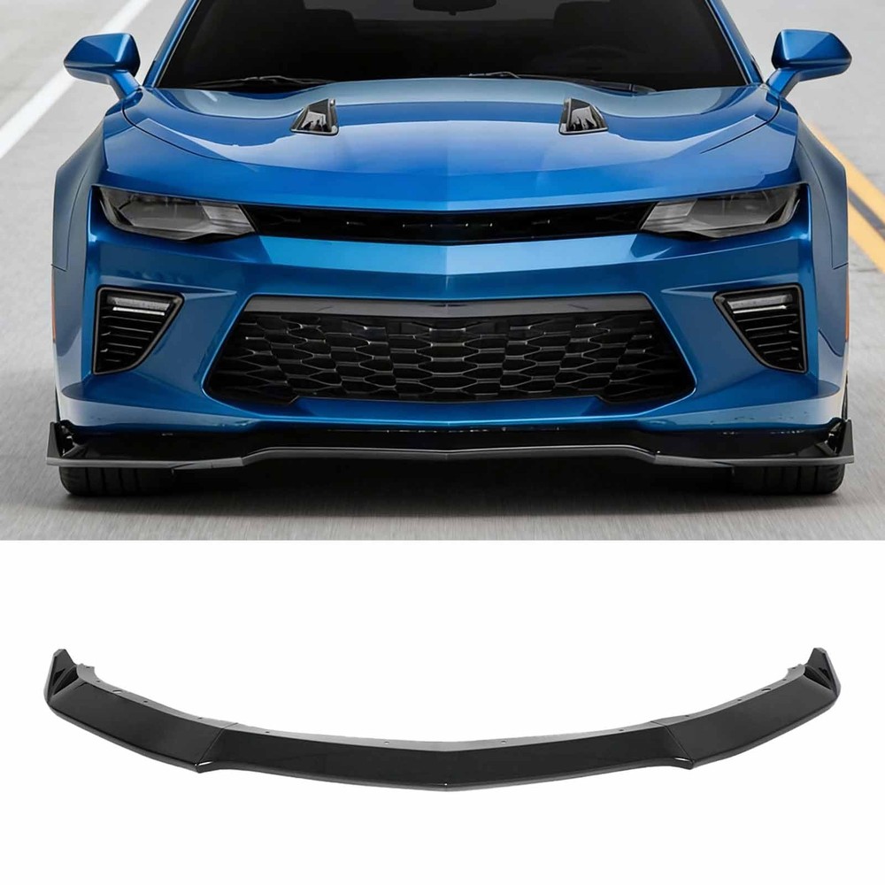 MP Style Front Lip Splitter for Camaro 2017-2024 3PC ABS Plastic Glossy Black