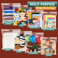 5 Gallon Extra Large Zipper Bag, 18â€ X 24â€ Clear Plastic Zip Bag with Han…