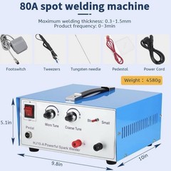 HJ10-A 80A Electric Spot Welder 110V 0.3-1.5mm w/ Footswitch Tweezers