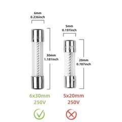 10Pcs T2.5AL250V 6x30mm 2.5A 250V Slow Blow Fuse T2.5AL Glass Slow-Acting 2.5…