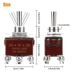 3pcs 6Pin Heavy Duty Momentary DPDT ON/OFF/ON Toggle Switch 20A 125V Waterproof