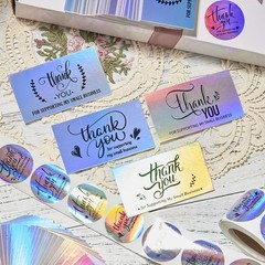 620Pcs Thank You Cards and Stickers for 1.5 inches, Holographic