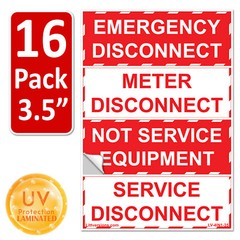 4in1 Emergency Meter Not Service Equipment Service Disconnect Label 3.5 x 5 inch