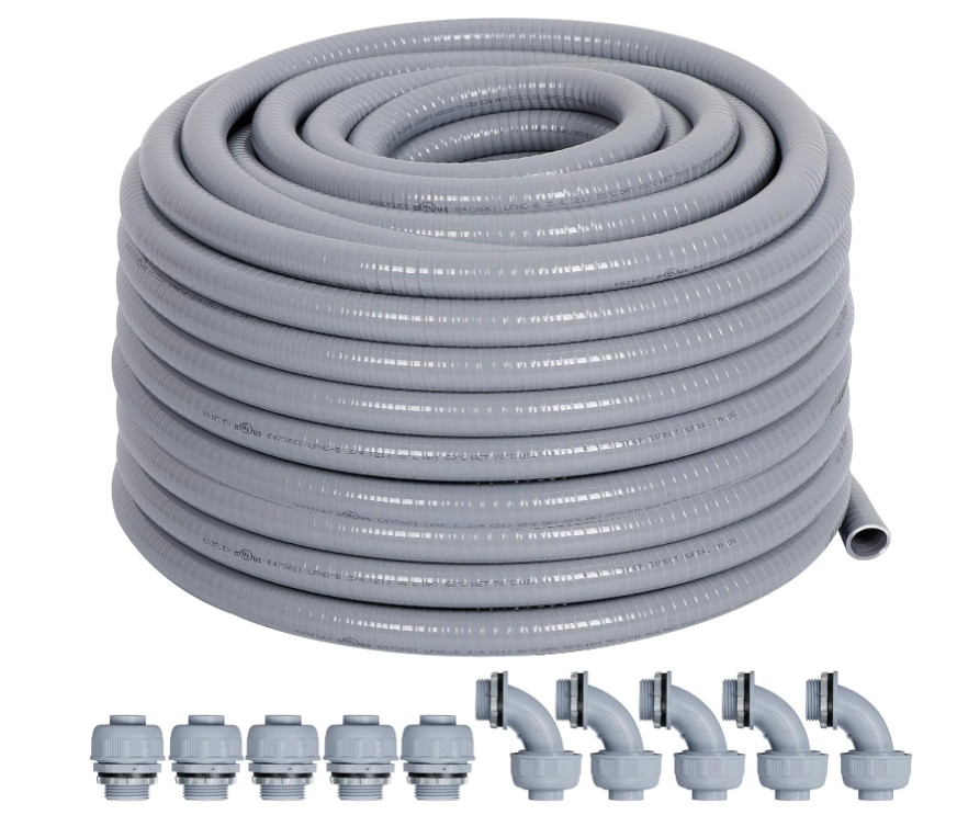 1/2″ 50ft Electrical Conduit Kit – Flexible Non-Metallic Liquid-Tight Conduit