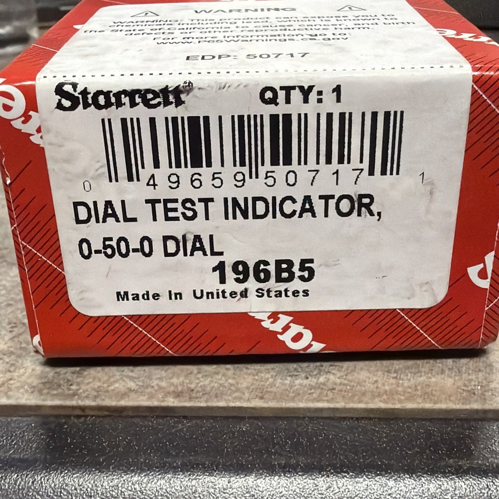 Starrett 196B5 Dial Test Indicator, Vert, 0 To 0.200 NEW