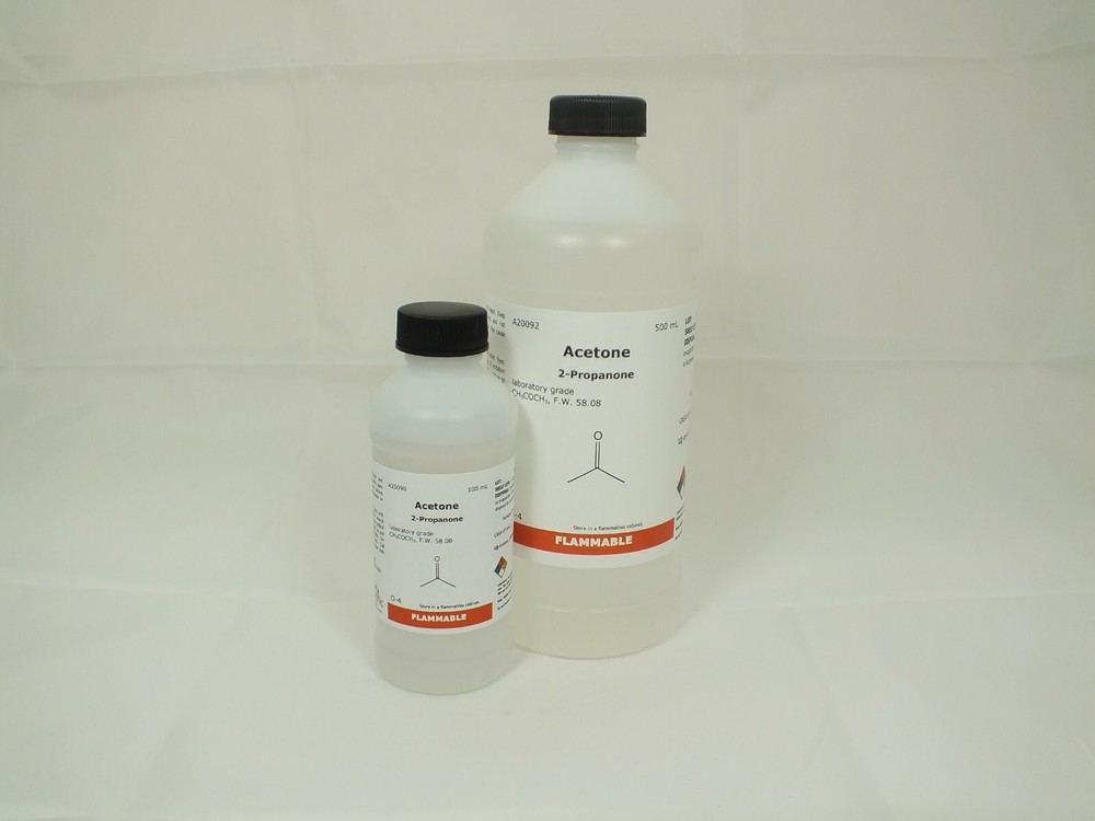 Acetone, laboratory grade, 100-500 ml