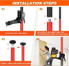 Telescoping Laser Level Pole, 12 FT/3.7 M Tripod Laser Pole with Adjustable M…