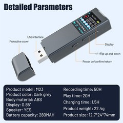 16GB USB Digital Voice Recorder Dictaphone Audio MP3 Sound Mini Recorder Player