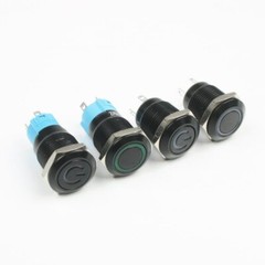 Metal Black Push Button Momentary Switch 4 Pin 12mm Waterproof Led Light 12V