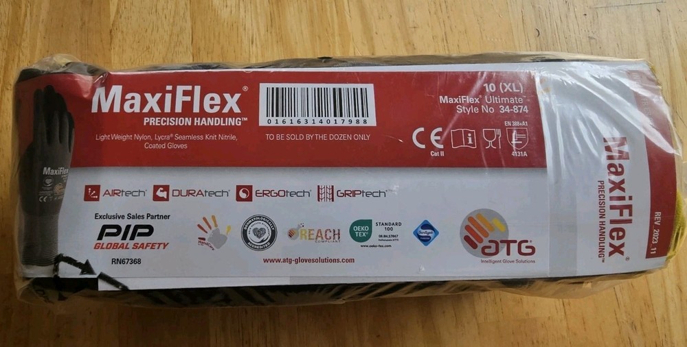 MaxiFlex PIP 34-874 Ultimate Nitrile Micro-foam Coated Gloves XLarge Grey/Black