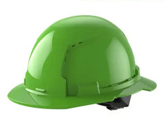BOLT Green Type 1 Class C Full Brim Vented Hardhat 4 Point Ratcheting Suspension