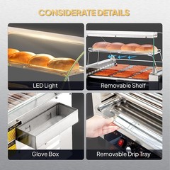 ROVSUN Tabletop 18/30 Hot Dog 7/11 Rollers Grill Cooker Machine Cover Bun Shelf