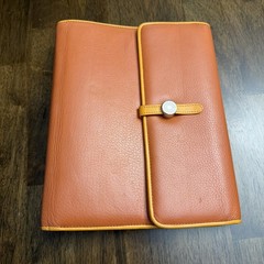 Franklin Covey Planner 7-Ring Orange Leather Classic Magnetic Snap Organizer