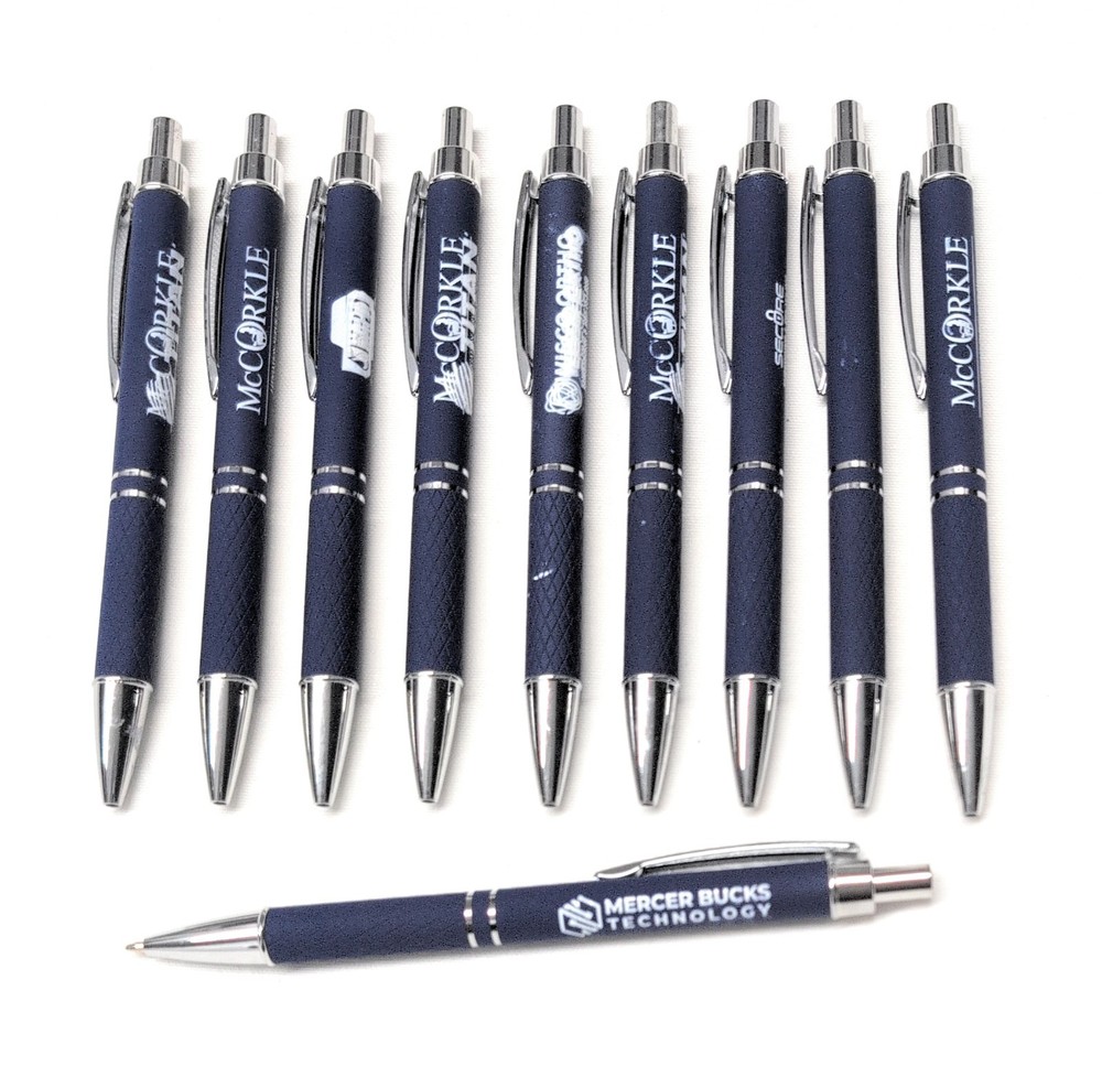 10 Misprint Metal Soft Touch Cross-Grip Retractable Click Pens NAVY BLUE PEN LOT