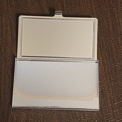 Vintage Pink Elephant Silver Card Holder Green & White Faux Diamonds