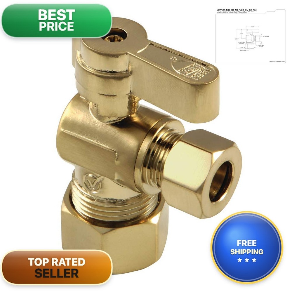 Kingston KF5330BB Quarter-Turn Angle Shut-Off Valve Brushed Brass