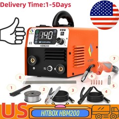 HITBOX HBM200 UNT Digital Welder 110V 220V Dual Voltage 3IN1 MIG MMA TIG Orange