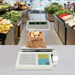 Commercial Label Printing Scale 30kg Capacity with Barcode Scanner Port