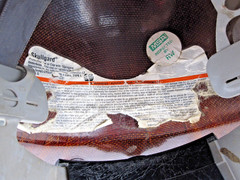 Vtg 70s MSA Fiberglass Skullgard Full Brim Construction Hard Hat Class G Oregon
