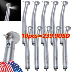 1-10 Dental LED Fiber Optic Turbine Handpiece E-generator 4hole Triple Spray UDM