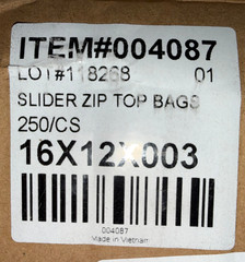 16x12x3 MIL Slider Zip Bags Heavy Duty FDA Food Safe Poly 2 GALLON LAD 4087