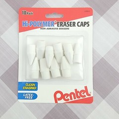 4 PENTEL Hi-Polymer Eraser Caps (10ct) Non Abrasive School Art Craft Latex Free
