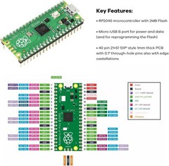 Basic Starter Kit for Raspberry Pi Pico, LCD1602, SG90 with Tutorial