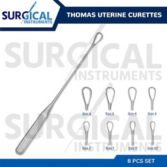 8 Pcs Thomas Uterine Curettes Set 11″ OB/Gynecology Instruments German Grade