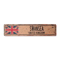 SWANSEA UNITED KINGDOM Vintage Street Sign British Britons Brits flag city rust