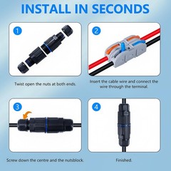 3PCS IP68 Waterproof Electrical Cable Connector, Outdoor 3 Way Junction Box, …