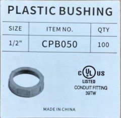 1/2″ Thermoplastic Insulating Rigid Metal Conduit Bushing PVC UL CSA 100 pc